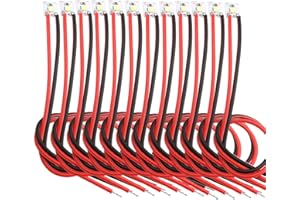 VISSQH 12pcs Modélisme LED,eclairage modelisme,éclairages d'intérieur à 1-LED Blanc 8mm*8mm avec Câble 10 cm 12-18 V pour Maisons Modèles Jouets Construction