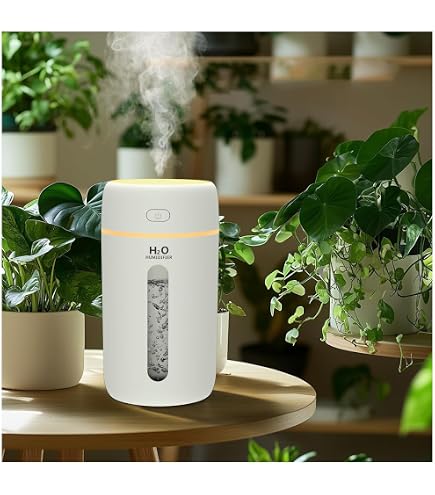 Umidificatore USB Da Scrivania Con Luce Notturna - 7 Colori, Silenzioso, Per Camera E Ufficio (Bianco)