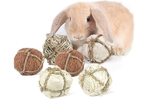 HTRTRR Bunny Chew Toys for Teeth, Natural Organic Timothy Hay Sticks, Molar Grinding & Dental Care, for Rabbits, Guinea Pigs, Hamsters & Small Rodents (Rabbit chew hand-woven ball)