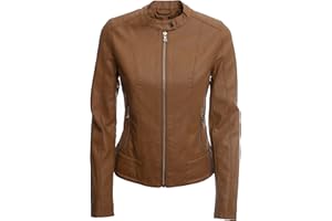 JOPHY & CO. Giacca Corta Donna Ecopelle con Tasche, Cerniere e Scollo Coreana (cod. 8820)