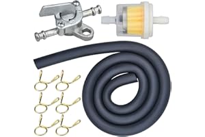 ZALEONLINE Motorcycle petrol Filter, Universal Motorcycle Inline Fuel Filter Kit with Black Petrol Oil Pipe, Tubing Clips, Fuel Tap