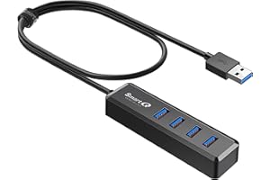 SmartQ H302S USB 3.0 Hub for Laptop with 2ft Long Cable, Multi Port Expander, Fast Data Transfer USB Splitter Compatible with Windows PC, Mac, Printer, Mobile HDD
