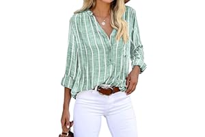 Cindeyar Bluse Damen Langarm Streifen Oberteile Casual Langarmshirt Tops Lose Baumwolle Tunika Hemd