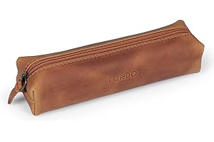 Otto Angelino Londo Astuccio in Vera Pelle con cerniera, portapenne, borsa per cartoleria