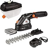 DELTAFOX Akku Grasschere Strauchschere Set inkl. Akku-Drucksprüher Aufsatz - 10,8 V (max. 12 V) - 2 Ah Li-Ionen Wechsel Akku 