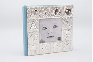 MASCAGNI Album Photo avec Cadre en métal à 2 tons-100 photos-10x15-Bleu-Similicuir-Avec Mémo-Rectangle