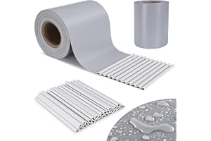 TLSUNNY Strisce in PVC per recinto, per stuoie a Doppia Asta, 35 x 19 cm, con 30 Clip di Fissaggio, per Recinzione, Opaca, Protezione dal Vento, Anti-UV, 450 g/m², Grigio Chiaro