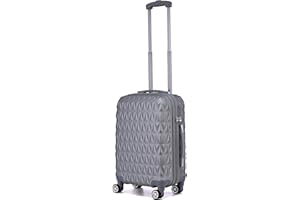 CMY Hard Shell Cabin Carry On Suitcase 55 cm 2.5 kg 35 litres 4 Wheels with Built in 3 Digit Combination Lock, Approved for Ryanair, easyJet, British Airways & More (Silver)