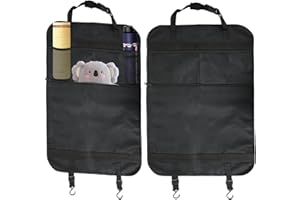 LIPJISL 2PCS Impermeable Protector Asiento Trasero Niños Asiento del coche Organizador con 3 bolsillos para iPad Tablet