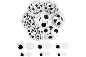 TOAOB THE ONE AND ONLY BABY TOAOB 172pcs Wiggle Googly Eyes Round Black White Plastic Safety Doll Eyes Craft Eyes 8mm 10mm 12mm 15mm 18mm 20mm for Soft Doll Making DIY Craft Plush Animal