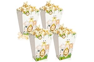 BACH AND BOUJEE 12 boîtes à pop corn avec animaux de la jungle sacs à friandises safari animal sacs de bonbons pour wild one safari baby shower birthday party favors