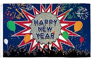 AZ FLAG - Flagge Gutes Neues Jahr Feuerwerk - 150x90 cm - Fest Fahne 100% Polyester mit Messing-Ösen - 110g