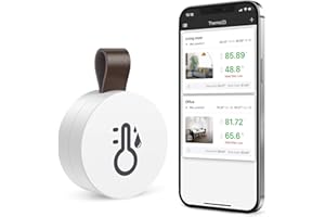 ORIA Igrometro Termometro Wireless Bluetooth, Sensore di Temperatura e Umidità con Funzione di Esportazione dei Dati, Termometro da Interno Mini con iPhone e Android per Vino, Soggiorno, Casa