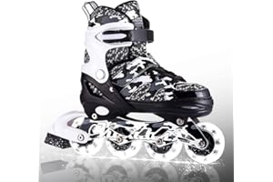 Kuxuan Boys Adjustable Inline Skates with Light up Wheels for Children, Fun Illuminating Roller Blades for Kids Girls Youth