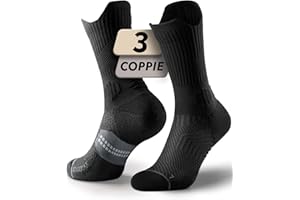 JUCLISE Calzini da Running Compression in Bamboo con Coolmax - Anti-VescicheperTrekking & Palestra VescicheCon Cuscino a Zone Ventilazione Rete Supporto