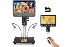 BEBANG Microscope numérique pour pièces de monnaie 1200 x 12 MP pour adultes, microscope électronique à souder avec écran pour pièces de monnaie, soudure électronique, réparation