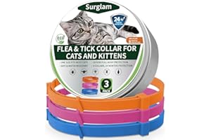SURGLAM Collier Anti Puces Chat, Collier Anti-Puces et Anti-Tiques pour Chats, Collier Antiparasitaire Chat, 24 Mois Protection Collier Puce Chat, Naturel Chat Collier Traitement Contre Puces et Tiques-O-R-B