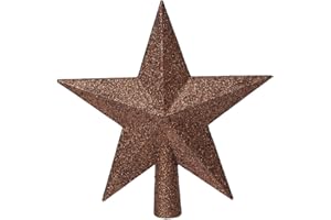 Kaemingk Christbaumspitze Kunststoff 19cm Stern mit Glitzer Weihnachtsbaumspitze Espressobraun