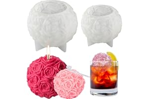Tuxuzal Moules en silicone pour fabrication de bougies (2 en forme de rose), moules flexibles et réutilisables pour bougies parfumées, savons, artisanat en résine, etc