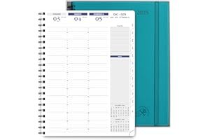 POPRUN Agenda 2025 Settimanale Verticale Spirale A4, 28,5 x 22,2 cm, Copertina Morbida, Portapenne Autoadesivoc, Intercallidi 15 Minuti, Carta Spessa da 100 GSM EU, Verde Pacifico, Versione Italiana