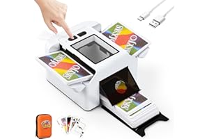 Mapille Mélangeur de Cartes Automatique,Melangeur de Carte électronique,Mélangeur Carte 1-2 Ponts,Mode Auto et Manuel,Rechargeable 2400mAh,pour UNO,Poker,Phase 10,Skip-Bo,Blackjack