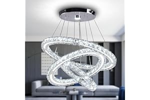 CXGLEAMING Lampadari LED moderni a soffitto Montaggio 3 Anelli Regolabile di Cristallo Montaggio Soffitto Hanging Lampada a sospensione per Soggiorno Camere da letto Cucina Hall (Bianco Freddo)
