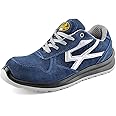 SAFETOE Lightweight Safety Trainers - 7328 Breathable Leather Safety Shoes with Composite Steel Toe Cap, Comfort Non Metal Wide Fit Work Trainers Boots for Man &