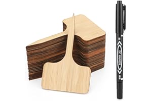 ‎KINGLAKE KINGLAKE 60 Stück Pflanzenschilder Pflanzenstecker zum beschriften, Kräuterschilder mit Marker, Gartenschilder für Draussen Wetterfest, T-Form Schilder pflanzen beschriftung Bambus(10x 6 m)