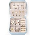 Vlando Travel Jewelry Case, Small Travel Jewelry Organizer Box for Girls Women - Blue
