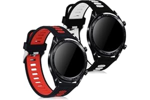 kwmobile Paski kompatybilne z Huawei Watch GT 3 (46 mm) paski - 2 x zapasowe silikonowe paski do zegarka, czarny/czerwony/czarny/biały