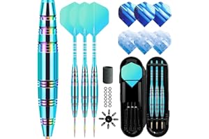 Lavishio Darts Set of 3 Professional Steel Darts 23 g Darts with Metal Tip Steel Darts Set Target Darts Steel Dart Set 3 Aluminium Shaft Extra 3 Dart Flights