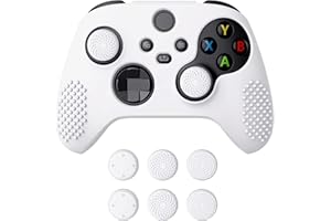 eXtremeRate PlayVital Cover Skin per Xbox Series X S Controller Joystick Custodia Protettiva Silicone Gomma Antiscivolo con 6 Copri Levette Analogiche(3D Borchiate Edizione)-Bianco