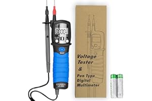 LYCEBELL Multímetro Digital Tipo Bolígrafo, LC-38C Probador de Voltaje 6000 Cuentas para Voltaje CA/CC, Capacitancia, Resistencia, Continuidad, Diodo, Voltímetro Óhmetro con Retención y Linterna