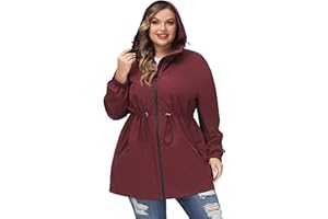 Hanna Nikole Damen Große Größe Regenjacke Leicht Wasserdicht Regenmantel mit Kapuze Windbreaker Sport Outdoorjacke
