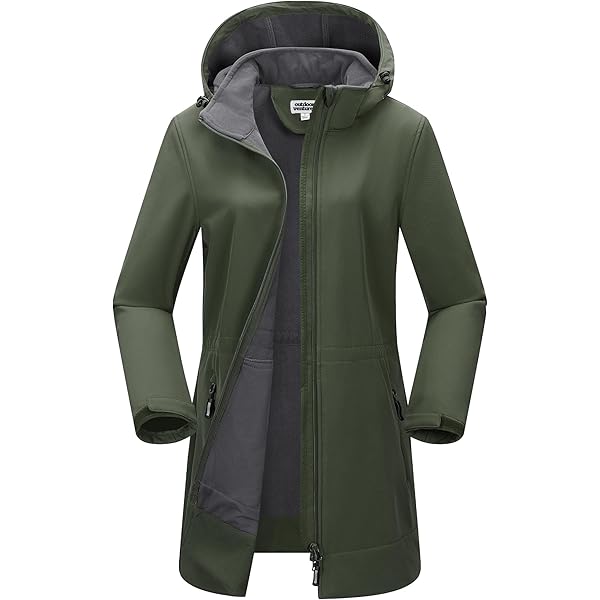 Outdoor Ventures Softshelljas voor dames, korte gevoerde functionele jas, waterdichte overgangsjas met afneembare capuchon, regenjas, outdoor, regenjas, softshelljas voor wandelen, hardlopen, sporten, Donkerblauw, XL
