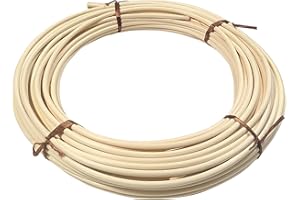 SELLINER 1 Roll Naturprodukt Peddigrohr,2 Zoll/5 mm Rundes Rattan Schilfrohr,66 Fuß Schilfrohr Spline zum Korbflechten,250g Spule Korbflechtrohr zum Stuhlbau und zum Flechten von Korbmöbeln