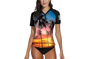 BesserBay Women Rash Guard Shirt Short Sleeve 1/4 Zip Swimming Tops for Women Quick Dry Swimsuits UPF 50+ S-XXL