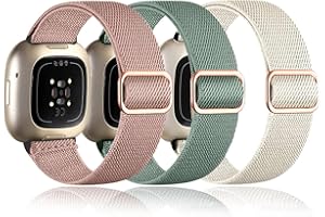 VENTDEST 3 Pack Compatible with Fitbit Versa 3 Strap/Fitbit Versa 4 Strap/Fitbit Sense/Fitbit Sense 2 Strap for Women Men, Soft Elastic Nylon Sport Replacement Strap for Fitbit Sense 2/Versa 3/Versa 4