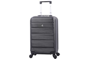 Aerolite Rozmiar 55x35x25 Bagaż podręczny Twarde etui na 4 koła, idealny do Air Europa Air France Alitalia KLM & Transavia, czarny, Bagaż podręczny