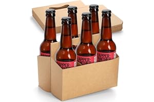 Okllen 20er Pack Flaschenhalter aus Kraftkarton für 6 Flaschen à 12 oz, Kraftgetränketräger mit Tragbarem Griff, Bier, Soda oder Andere Getränkeflaschenträgerboxen, Sicherer und Einfacher Transport
