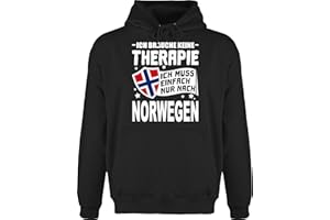 Shirtracer - Hoodie Herren Pullover Männer - Länder Fahnen und Flaggen - Ich Brauche Keine Therapie Ich muss einfach nur nach Norwegen - weiß