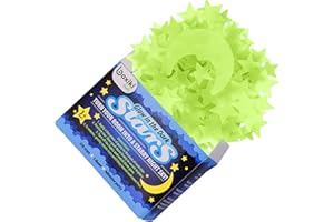 Boxiki kids Confezione da 300 Stelle Fluorescenti e Luna | Stelle da Soffitto Fluorescenti per Ragazzi | Set di Luna e Stelle Fluorescenti per Camere da Letto di Bambini e Ragazzi by