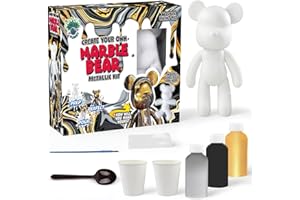 Splat Planet DIY Fluid Marble Bear Kit – Acrylic Paint Pouring Set for Kids & Adults | Drip Art Craft Kit & Creative Gift | Paint Your Own Marble Effect Bear (Metallic Kit)