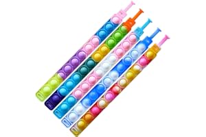 Lot de 5 Bracelets Pop de Tilcare Chew Chew - Bracelets Pop 3D pour Enfants et Adultes autistes - Bracelets Jouets sensoriels en Silicone de qualité Alimentaire pour Les Tout-Petits