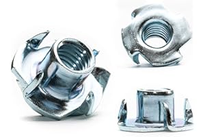 SCREWS CITY M6 (6mm ¯) T-Nuts Four Pronged Captive Blind Threaded Inserts for Wood Furniture (Pack of 20) A04C/2