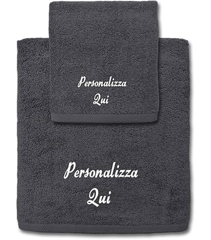 Set Asciugamani Personalizzati Con Ricamo - 2 Pezzi 50x100 E 40x60 Cm - Certificato OEKO-TEX - Foto 7