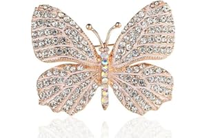 Belons Elegant Damen Mädchen Schmetterling Brosche Anstecknadel Legierung Strass Schmuckbrosche Sicherheitsnadel Pin, Schwarz/Weiß