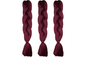 weWelle Extensiones Pelo 100% Kanekalon Jumbo | Rojizo - BUG | Pack 3 uds. 24’’ 60 cm 100 gr. | Cabello Sintético Trenzas Africanas Suave y Duradero.