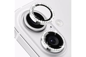 ICARER FAMILY ICARERFAMILY Glitter Camera Protection Design for iPhone 16 / iPhone 16 Plus Camera Protection Bling, Ultra HD Clear Diamond Camera Protection, Easy to Install - Silver