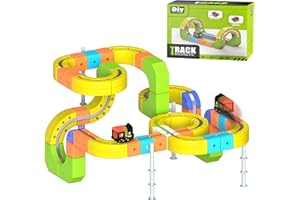 YEOOIYCW Clickrail Kit de train électrique flexible, blocs de construction de rail magiques avec mises en page 3D qui résistent à la gravité, blocs magnétiques et train motorisé, cadeaux de jouets pour enfants